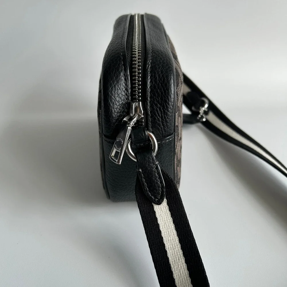 Coach Jamie Camera Bag Charcoal Black Signature Leather Crossbody Excellent